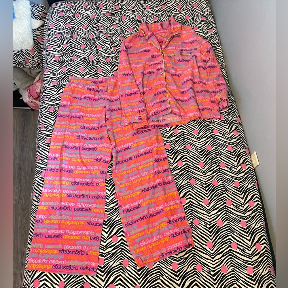 Vintage y2k Victoria's Secret pink and Yellow Pajama Set